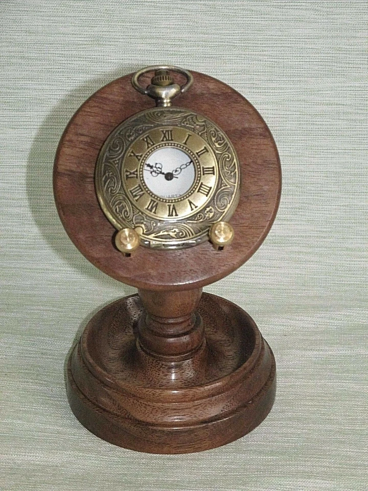 POCKET WATCH STAND WOODEN DISPLAY HOLDER HANGER HANDMADE IN WALNUT WOOD - Image 3 of 4