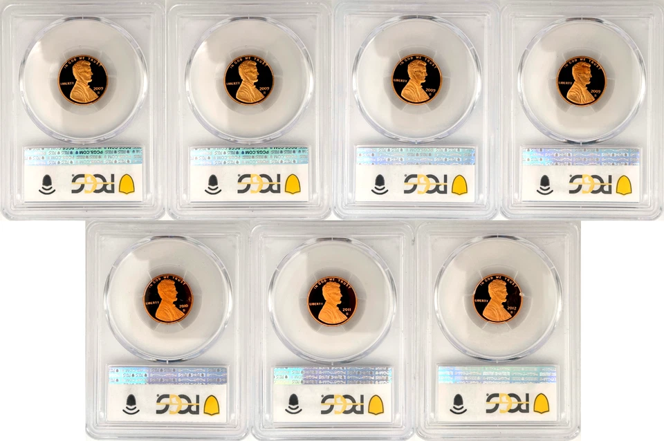 2009 - 2012 S 7 Coin PCGS 70 RD DCAM Proof Lincoln Set w/4 Special 2009 Releases - Image 2 of 2