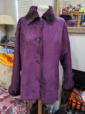 Centigrade Beautiful Purple Faux Suede Winter Jacket Uk Xl Faux Fur Lined Qvc