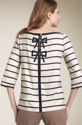MARC BY MARC JACOBS SEIDE GESTREIFT BLUSE TOP MIT RÜCKENSCHLEIFEN GR. 0 XS