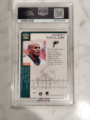 Maglia 2001 Pacific Jason Taylor Hobby LTD PSA 10 99/99 #99 HOF  - Foto 7 di 7