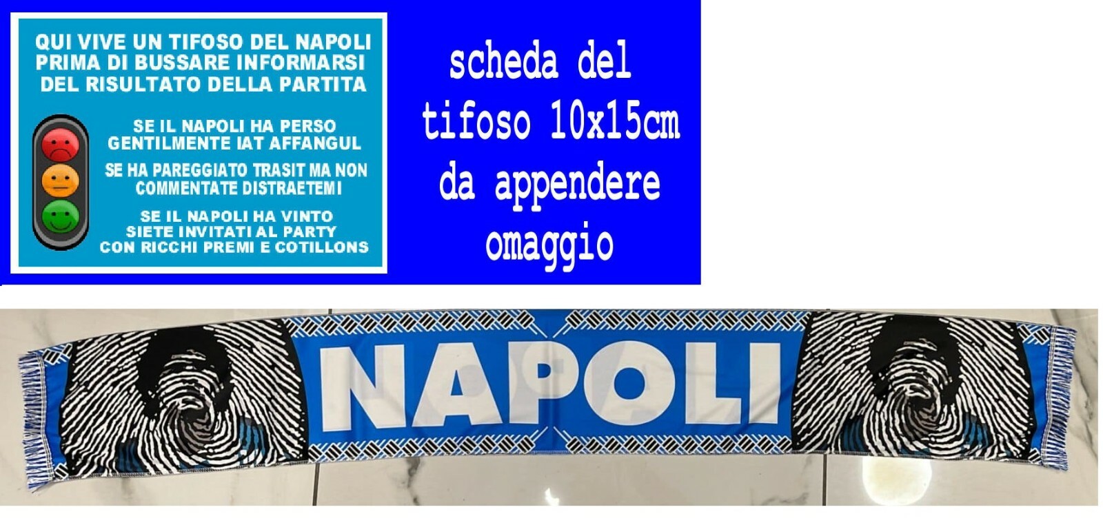Écharpe Napoli Double Face - Maradona - Scarf Football - Supporteur