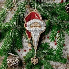 Christmas Santa Red Bead Embroidery Kit Wood Wonderland Crafts FLK-458 Ukraine