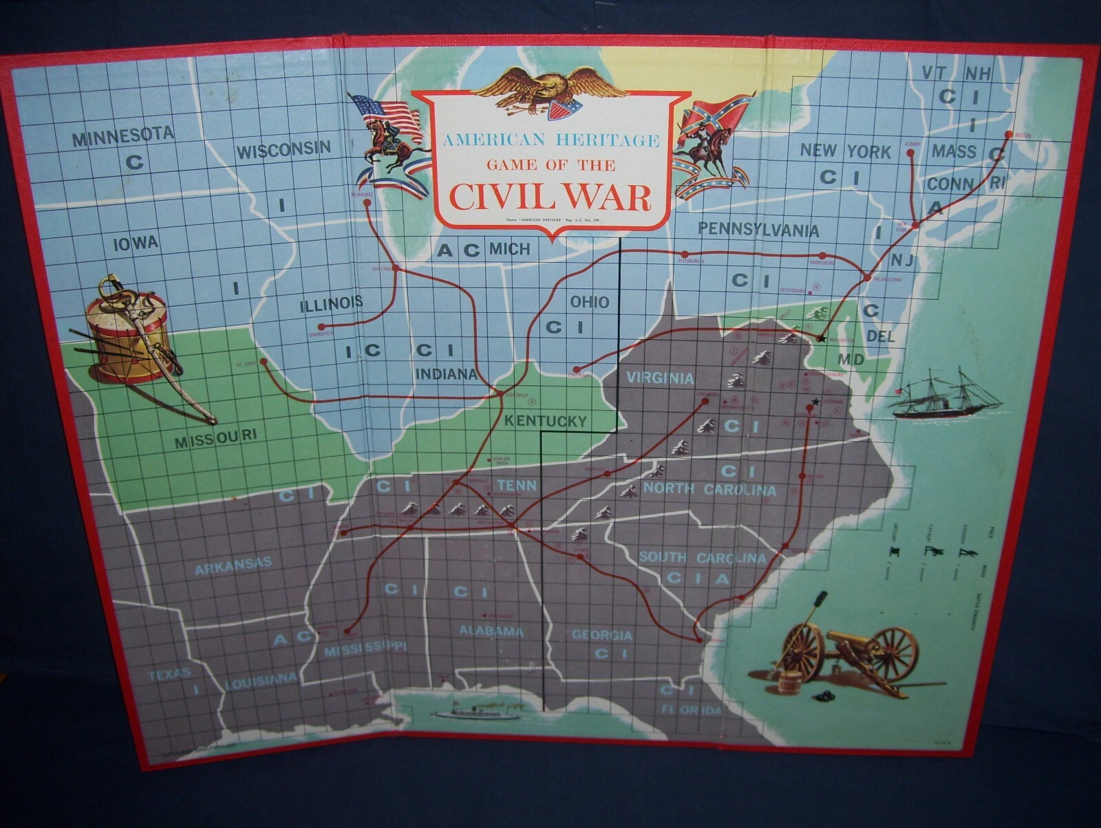 American Heritage Civil War Original Game Board Used 1961 #4115 | eBay