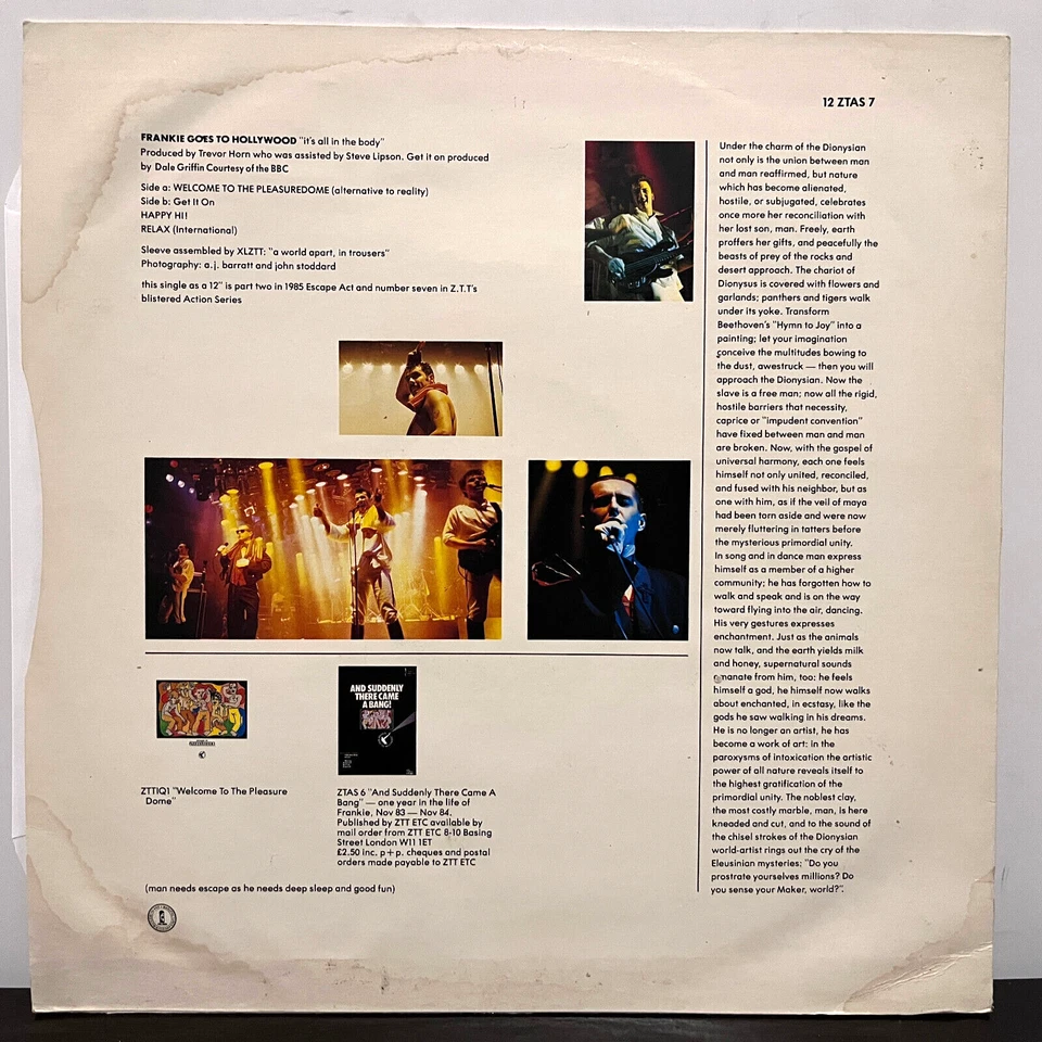 FRANKIE GOES TO HOLLYWOOD - Welcome Pleasuredome - 12" Vinyl Record Single - VG Foto 2 de 4