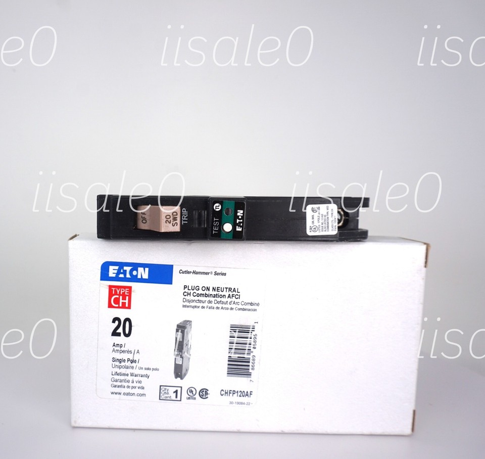 Disjoncteur Eaton CH Type CHFP120AF - 1 Pôle, 20A, 120V, Neutre Plug-on - Neuf En Boîte D'origine, Pour Circuit électrique