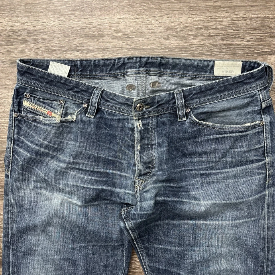 Jeans Diesel Viker Talla 38x32 Regular Recto Azul Denim Lavado Oscuro Italia Foto 4 de 4