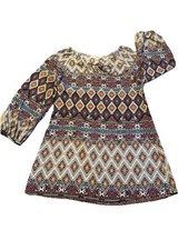 Altar’d State Dress Womens Medium Aztec Tribal Long Sleeve Western Cottage Boho