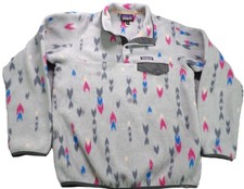 Patagonia Synchilla Snap-T Fleece Pullover Women M Gray Print Geometric Sweater