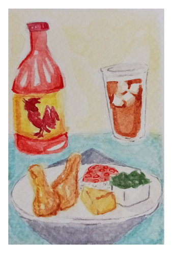 ACEO Original Painting - Soul Food Hot Sauce in Watercolor