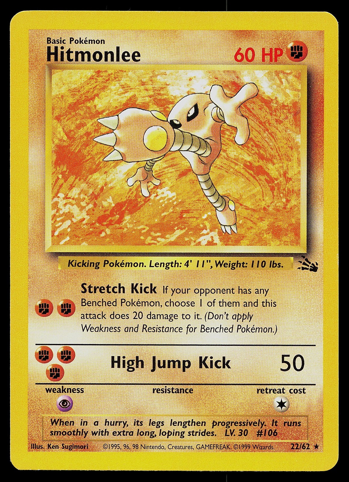 Pokemon Card - Hitmonlee Fossil 22/62 Rare