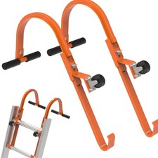 2 Pack Ladder Roof Hook with Wheel Heavy Duty Steel Ladder Stabilizer, Roof R...