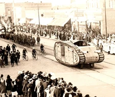 RPPC WWI Sheridan WY Tank Parade Float Tractor Real Photo Postcard Wyoming