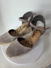 Sam Edelman Payton Taupe Suede Espadrille Wedge Sandals Size 10