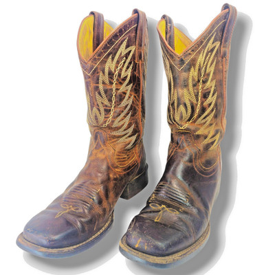 Rank 45 Xero Gravity Unit Outsole Western Boots Broad Square Toe Brown Size 7.5