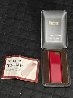 Hadson Electra 8 Butane Gas Lighter with Original Case - Vintage 