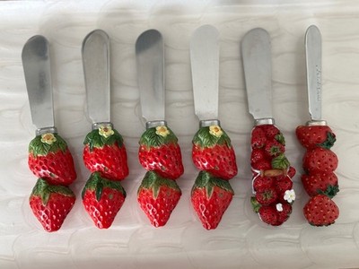 Boston Warehouse Joie de Vivre Butter Cheese Spreaders Strawberries Set of 6