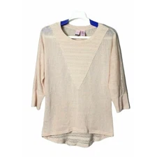 LOVE ON A HANGER Dolman Sleeve Lace Knit Top Blouse Peach Hi-Low Size Small