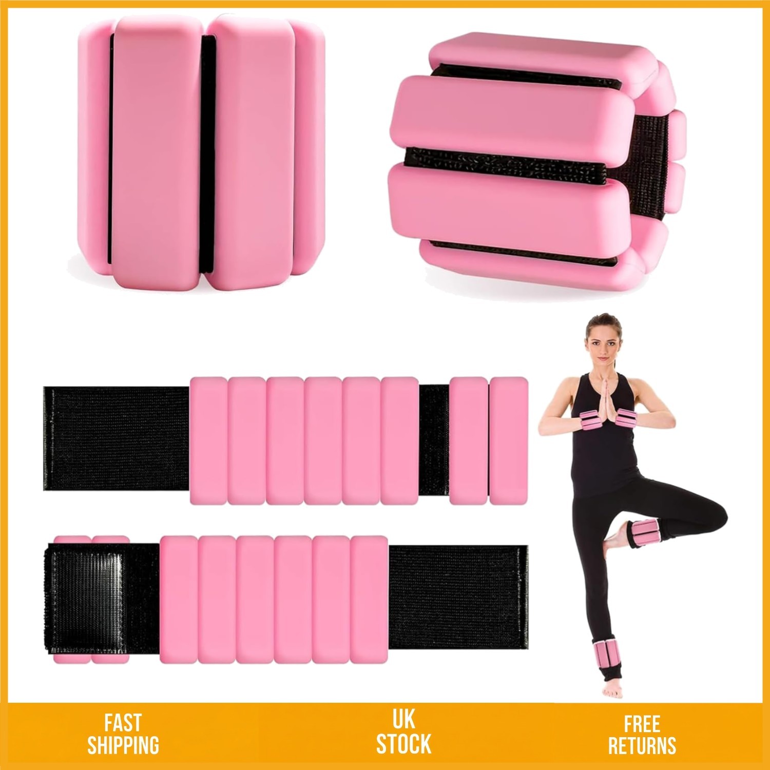 Versatile Silicone Wearable Ankle and Wrist Exercise Weight Bracelets Set 2LB