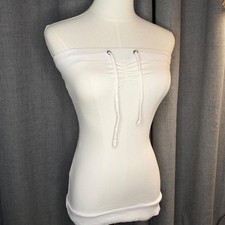 Ambiance apparel  Y2K white ruched drawstring tube top
