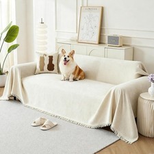 Couch Cover for Dogs, Boho Sofa Covers for 3 Cushion Couch, Chenille Sofa Slipco