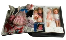 3 PENNY BRITE DOLLS Deluxe Reading Corp Case Clothes Shoes & Pee Wee Doll 1960s