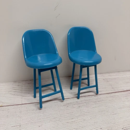 2 Vintage Mattel  70's 80's  Dollhouse  Bar Stools / Chair Blue