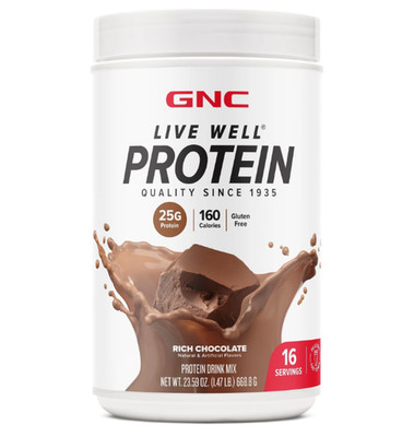 GNC Live Well Whey Protein Powder Rich Chocolate 25g Protein 16 Servings