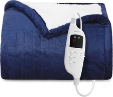 Bedsure Heated Throw Blanket - Soft Flannel Electric Blanket with 10 Time Settin