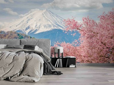 3D Fuji Mountain Sakura Wallpaper Wall Mural Removable Self-adhesive 76