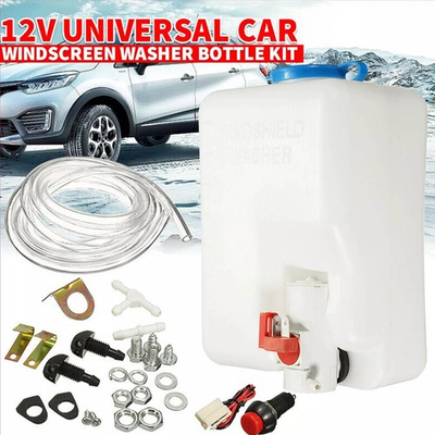 #ad UTV Universal 12V Windshield Washer Bottle Tank Pump Wiper System Reservoir Kit $14.44