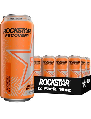 Rockstar Energy Drink with Caffeine Taurine Recovery Orange 12 Pack