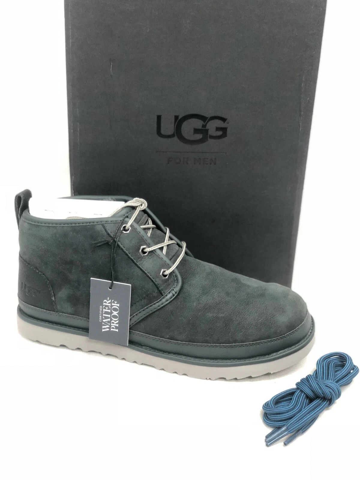 UGG Australia Men's Neumel Waterproof True Navy Blue Leather Boots Shoes 1094396