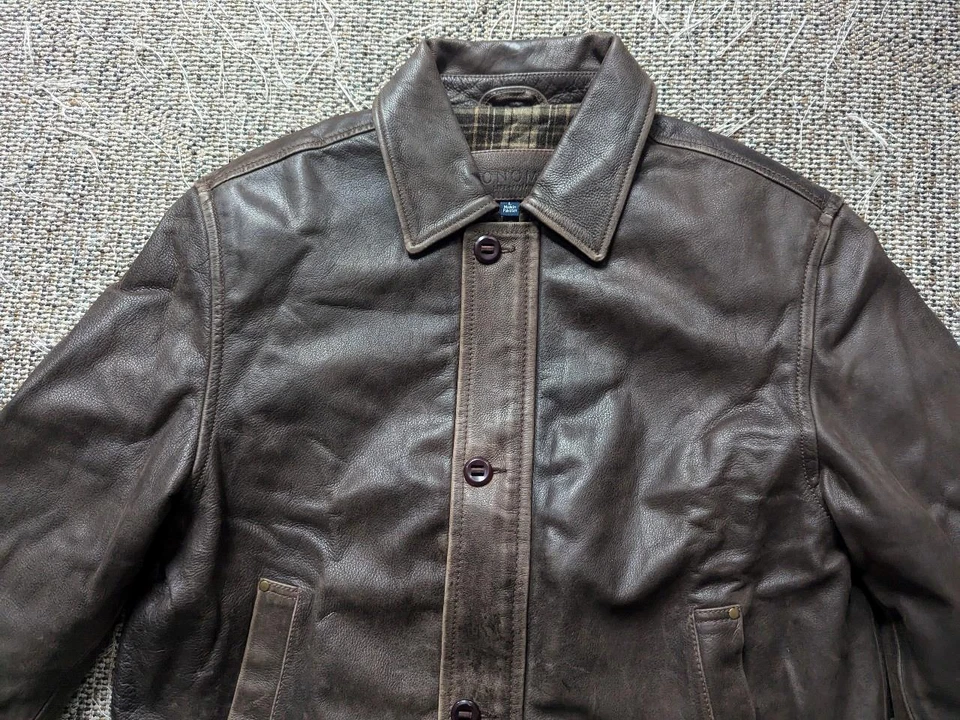 Chaqueta de moto vintage años 90 L cuero marrón PATINA mad max 44 cuero de vaca y2k Foto 3 de 4