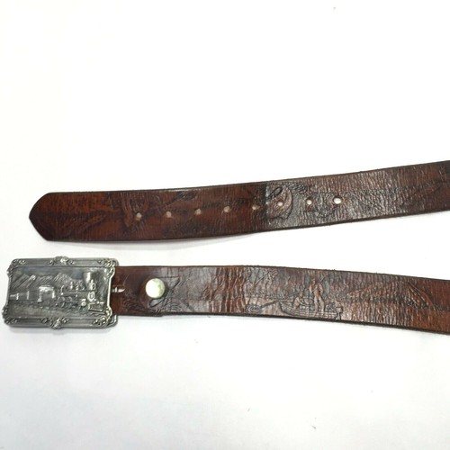 Siskiyou Men's Belt Brown 42 Leather VTG '84 Railroad Fishing Name Belt Jimmy - Picture 7 of 8