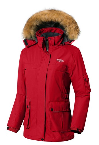Wantdo Women's Ski Jacket Winter Fleeced Snow Coat Waterproof Fur Hooded Jackets - Picture 20 of 86