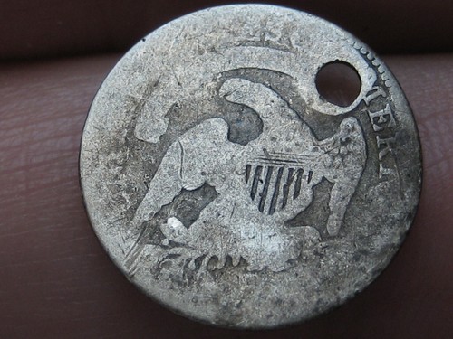1830 Capped Bust Silver Half Dime- Fair Details, Holed