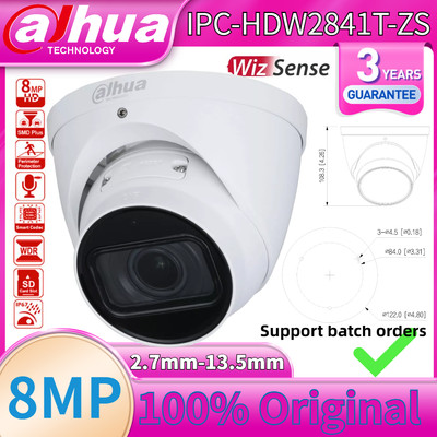 Dahua Original 8MP 4K IPC-HDW2841T-ZS MIC Eyeball IP Camera WizSense Vari-focal