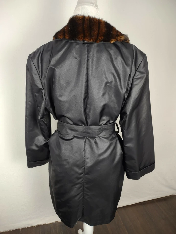 Abrigo Liz Claiborne Nuevo Mujer Talla M Negro Nylon Extraíble Imitación 5 Cuello R8 Foto 4 de 4