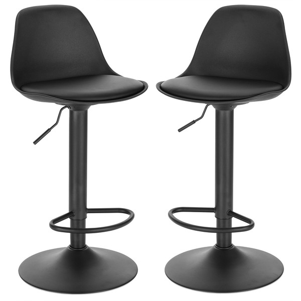 Eugad 2Er Set Barhocker Barstuhl Hocker Tresenhocker Mit Lehne Drehbar Schwarz-image