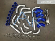 2.5" Aluminum Universal Intercooler Turbo Piping +Blue hose + T-Clamp kits 24pcs