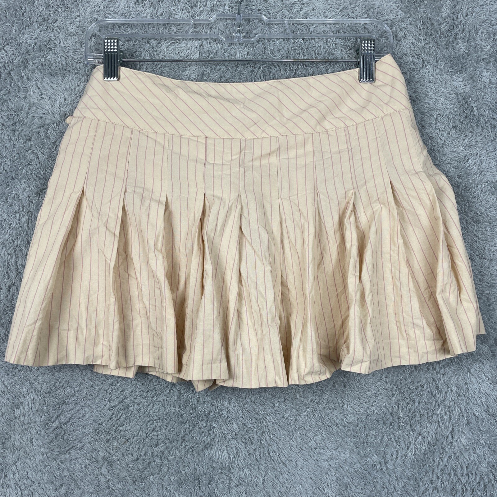 Zara Skort Womens Medium Yellow Pink Stripe Tennis Core Athleisure Pleated thumbnail 5