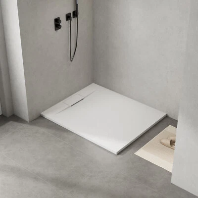 WITEN&NOCK Duschwanne Flach Duschtasse 100x100 120x100 140 x100 cm Rutschfest weiß/schwarz