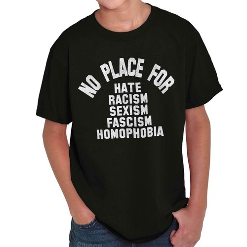 No Place For Hate Social Justice Equality Youth Crewneck T Shirts Boy or Girl - Picture 8 of 9