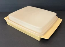 Vintage Tupperware 723-3 Deviled Egg Carrier with 2 Trays & Lid Harvest Gold
