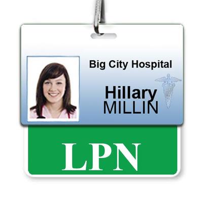 LPN Horizontal Badge Buddy With Green Border - Licensed Practical Nurse ID Card Backer Clip