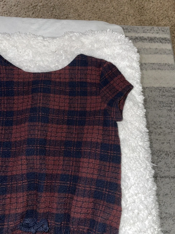 Zara девочек sz. 7/8 шерсти смесь красный и темно-синий платье с короткими рукавами. Классический, милый - Изображение 3 из 4