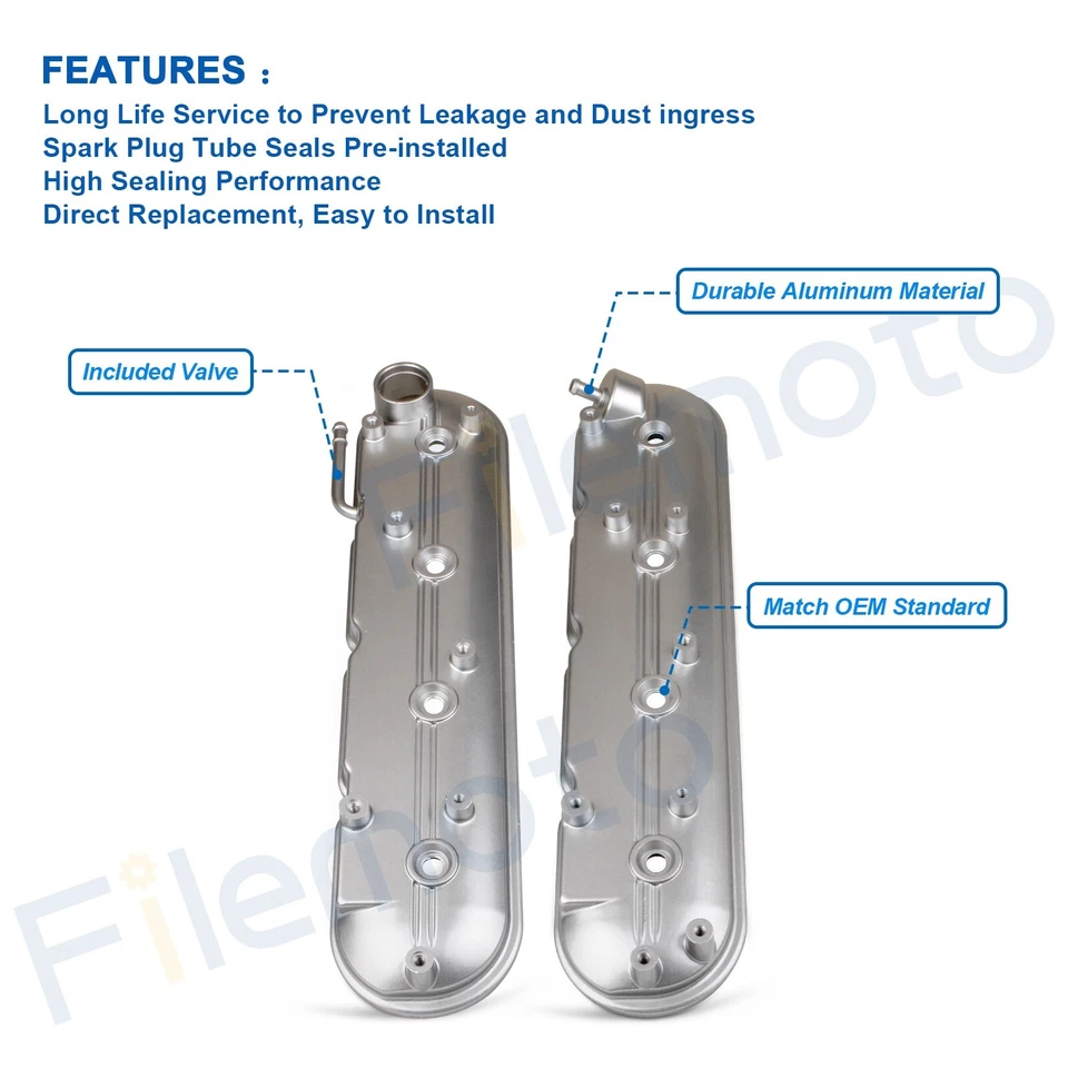 Cubierta de válvula de aluminio con pernos de junta para 99-09 Chevy Silverado Express GMC Yukon Foto 2 de 4