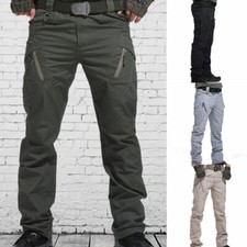 Men Comfy Warm Thermal Work Trousers Tactical Casual Camping Cargo Combat Pants