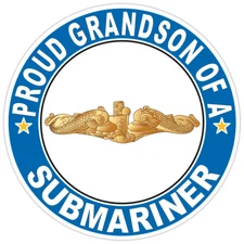 Proud Grandson of a Submariner Gold Dolphins Round Bumper Sticker Vinyl Decal 5"